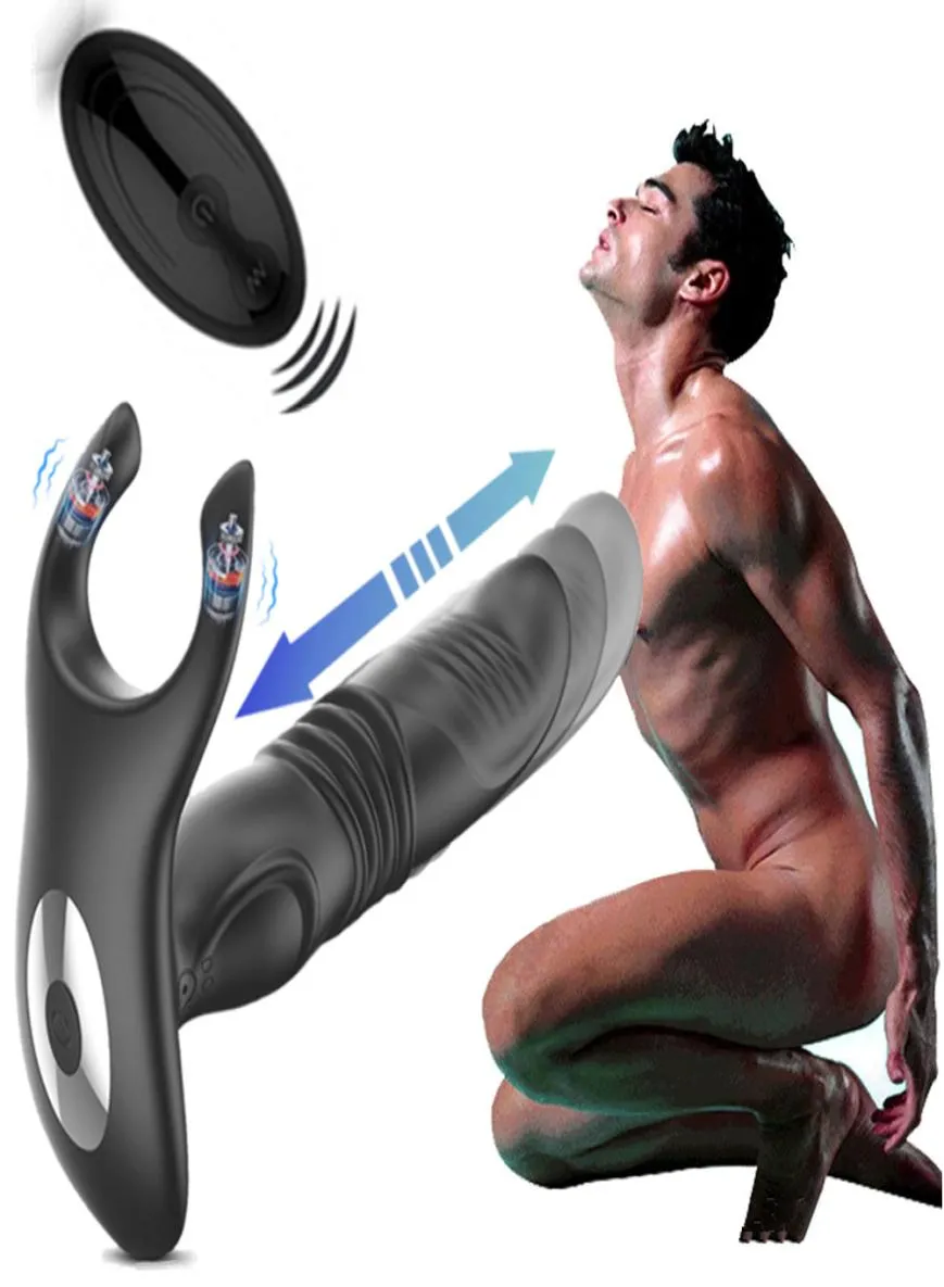 Decompressie speelgoed Telescopische vibrerende anale vibrators voor mannen vertragen ejaculatie draadloze externe buttplug prostaat massager DILD734344444