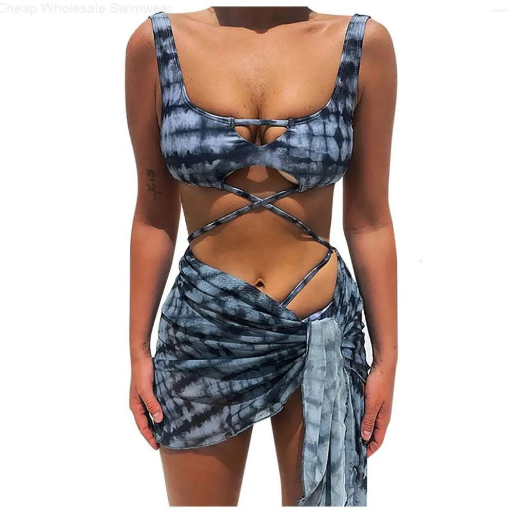 2024 Nowy projektant mody hurtowe damskie stroje kąpielowe seksowne bikini stroju kąpielowe damskie stroje kąpielowe tiedye drukowane Crosstie szyfon