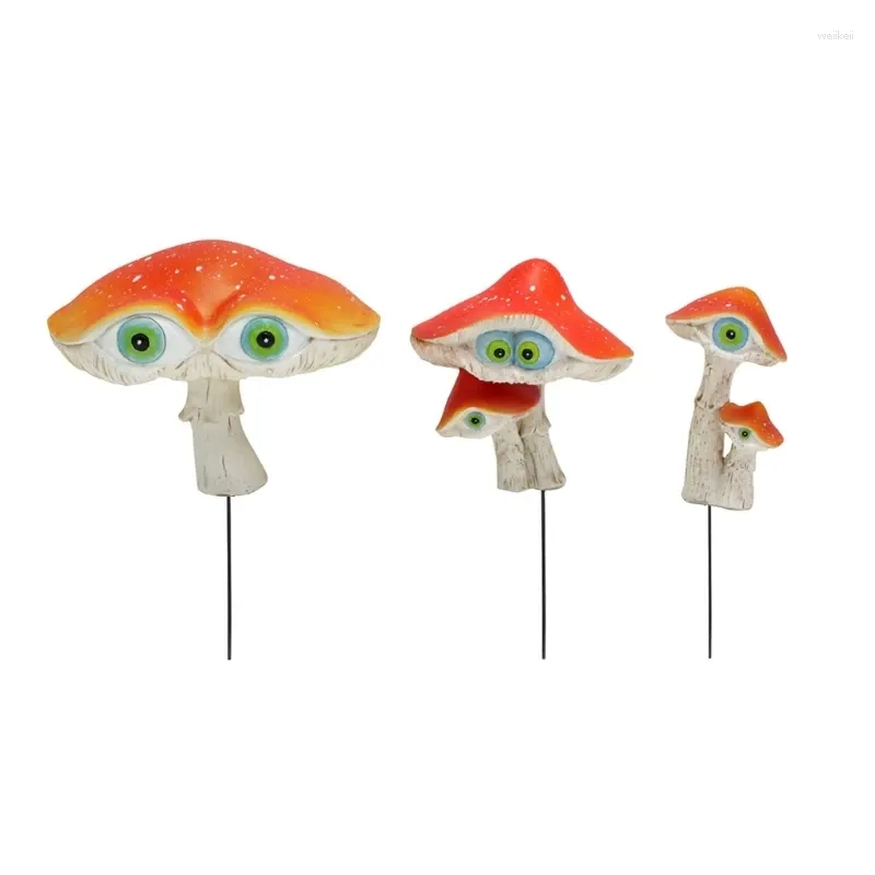 Garden Decorations 3Pcs Resin Mini Mushroom Statue Figurines Accessories Cake Landscape Dollhouse Ornaments