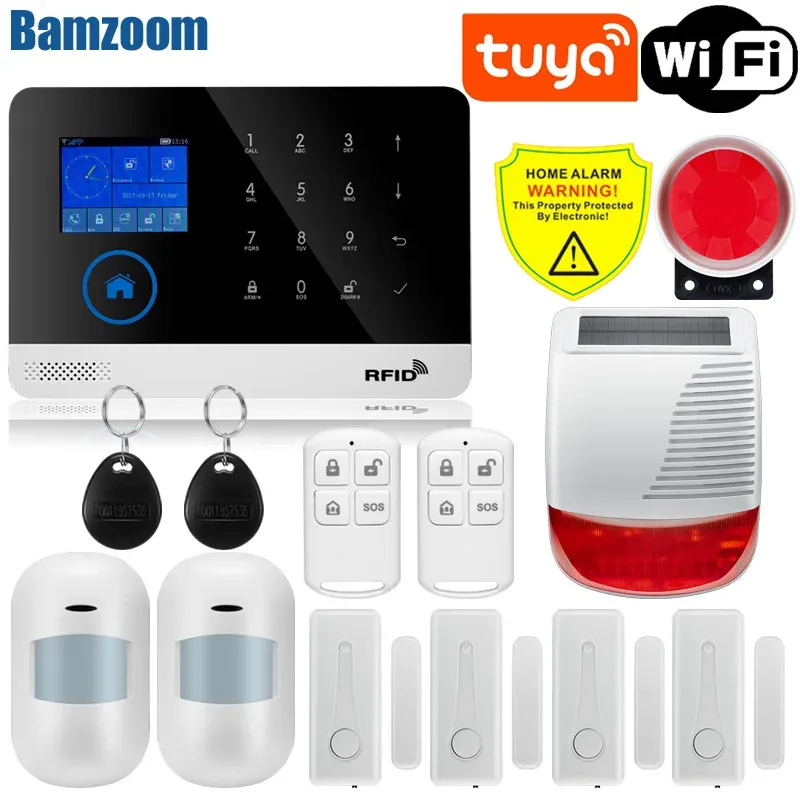 Одежда Tuya Wi -Fi GSM защита от защиты домохозяйства Smart Alarm System Сенсорный экрана набор грабителей мобильный приложение