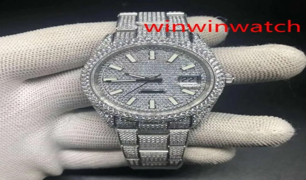 Full Iced Watch Diamond Watch Luxury Iced Out Watch ETA Automatic 40mm Men Silver Waterproof 904L Rostfri Set CZ Diamond4068870