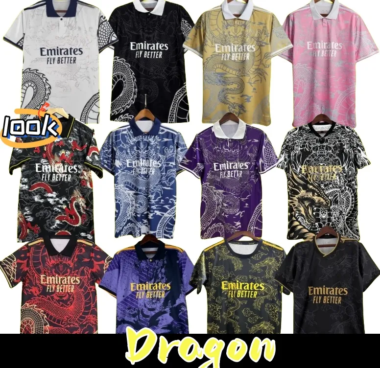 2024 25 Real Madrids Camisa de futebol de dragão chinês edição especial Camiseta de Futbol Pink Bellingham Vini Jr Jerseys Tchouameni Rodrygo Men Kit Camisa Polo
