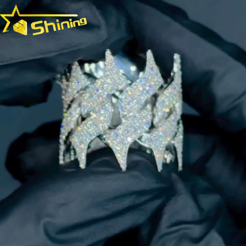 Anello da campionato hip hip hop di lusso personalizzato di lusso ad anello da campionato ghiacciato gioielli in argento sterling di diamanti per diamanti da uomo