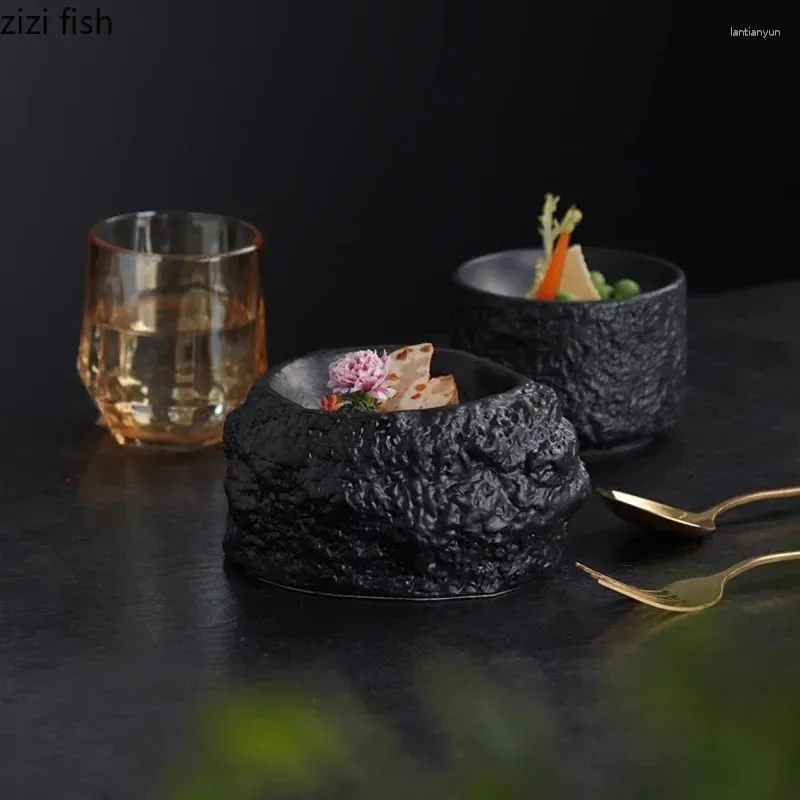 Plates Solid Color Stone Texture Ceramic Dining Plate Restaurant Dessert Snack Sushi Molecular Cuisine Specialty Tableware