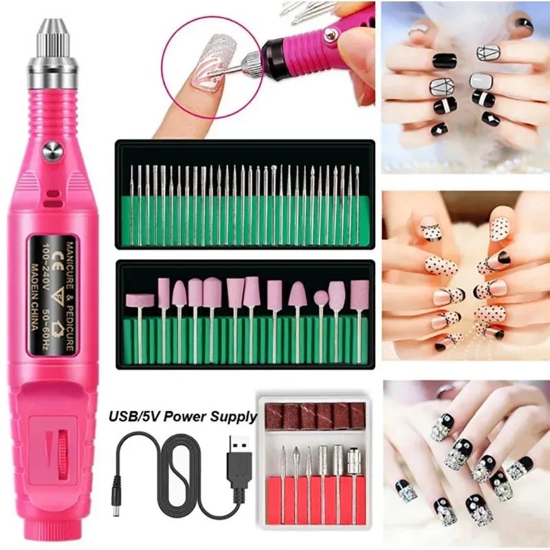 Electric Nail Drill Machine Set Grinding Equipment Mill For Manucure Pédicure Professionnel Strong Nail Polissing Tool Lehbs-011p