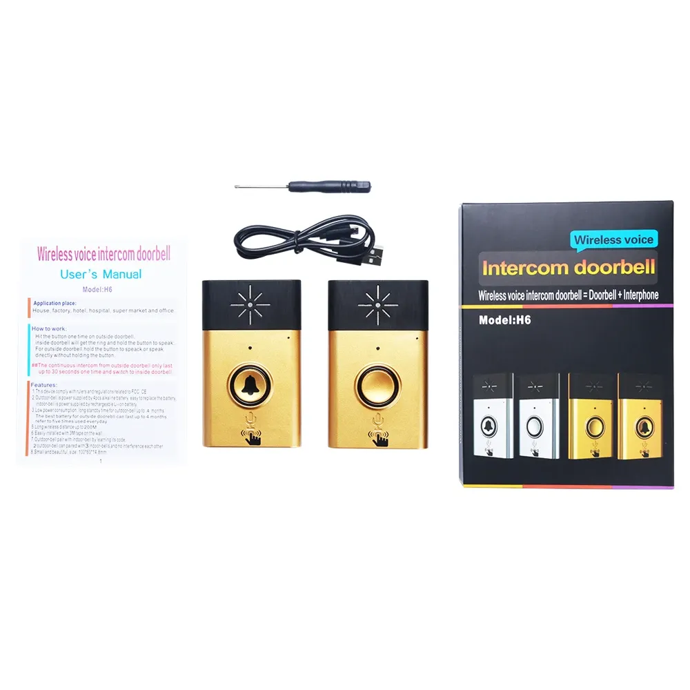 Doorbell Outdoor House Wireless Doorbell Voice Intercom Smart Doorbell With Transmitter Receiver Home Security Indoor Bell Accessories