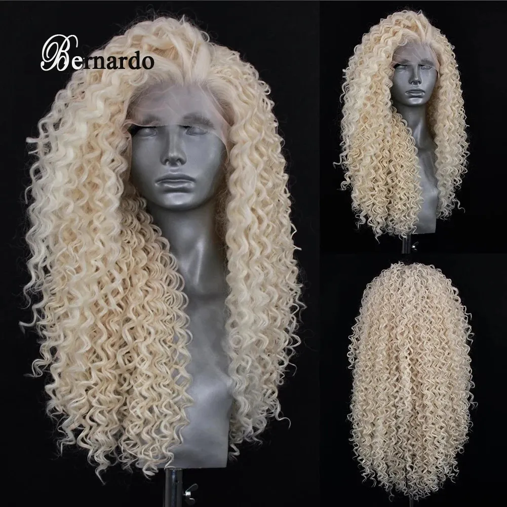 Bernardo 613 Blonde S voor vrouwen Synthetisch kant Front Kinky Kinky Kinky Frontale hittebestendige vezel Haar Cosplay 240327