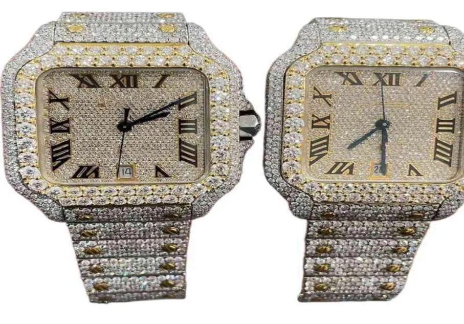 Oglądaj stylowe niestandardowe Hip Hop Luksusowe godne stalowe stalowe mrożone diamenty nadgarstka zegarek 4BD6 EEPG25I5 Luksusowe zegarki 8972787