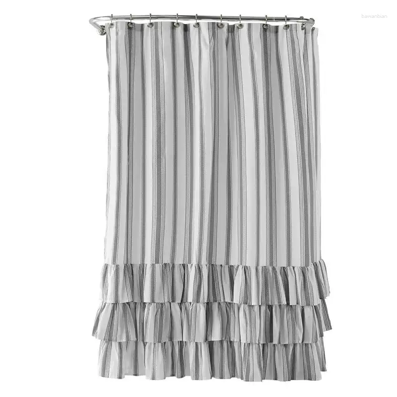 Shower Curtains Ruffle Printed Polyester Fabric Curtain Charcoal/White 72 Strawberry Bathroom And Rug Set