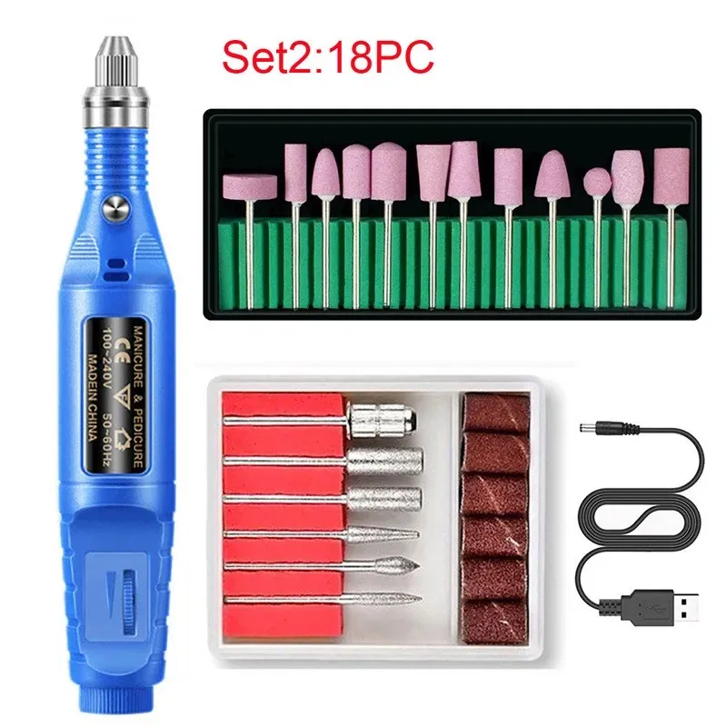 Electric Nail Drill Machine Set Grinding Equipment Mill pour la manucure Machine Pédicure Strong Nail Polishing Tool Nail