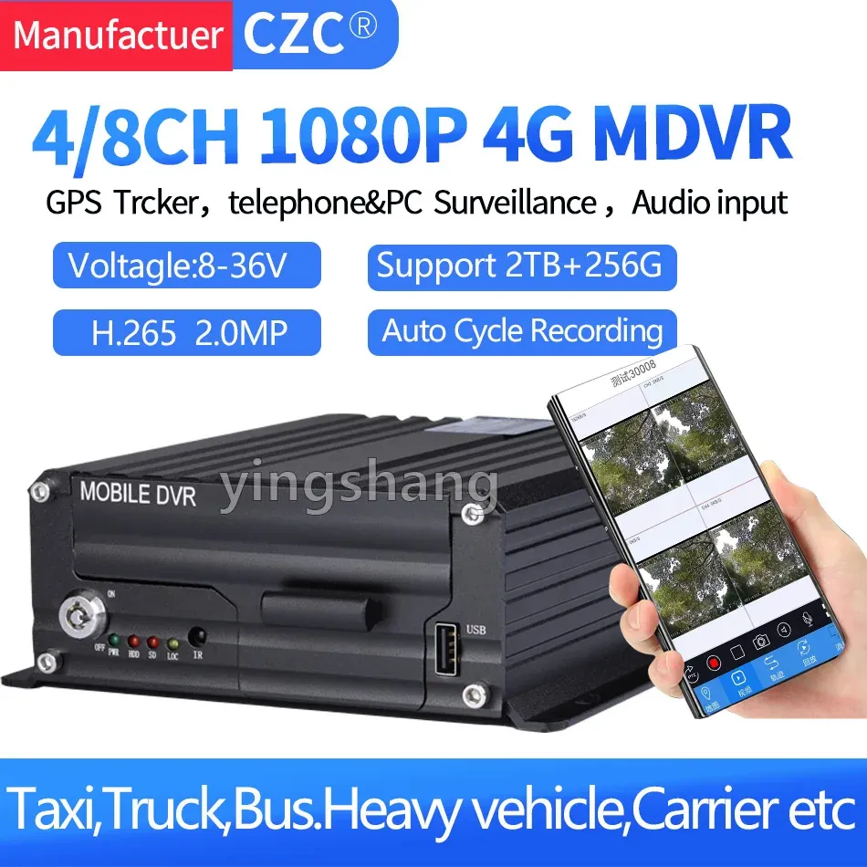 Recorder Voertuig Taxi Bus DVR 4Channel 8Channel HDD 1080P Mobiele DVR 4CH Auto DVR H.265 MDVR Ondersteuning 4G GPS SD -kaart