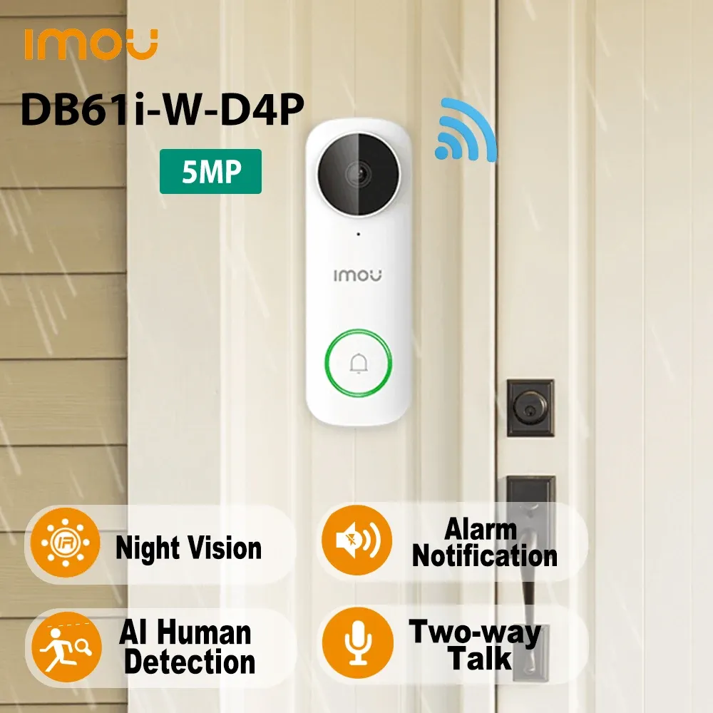 Intercom Dahua Imou 2K 5G Video Kamera Kapı Zili DB61I WiFi Güvenlik Gece Görüşü IP65 TWOWAY TALK KAMERA DEDEKTÖR