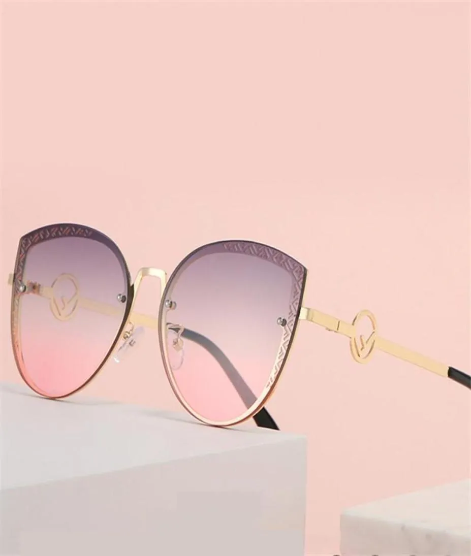 Солнцезащитные очки 2022 Стиль ретро -кошка F Designer Women Men Men Vintage негабаритные розовые солнцезащитные шторы оттенки UV400