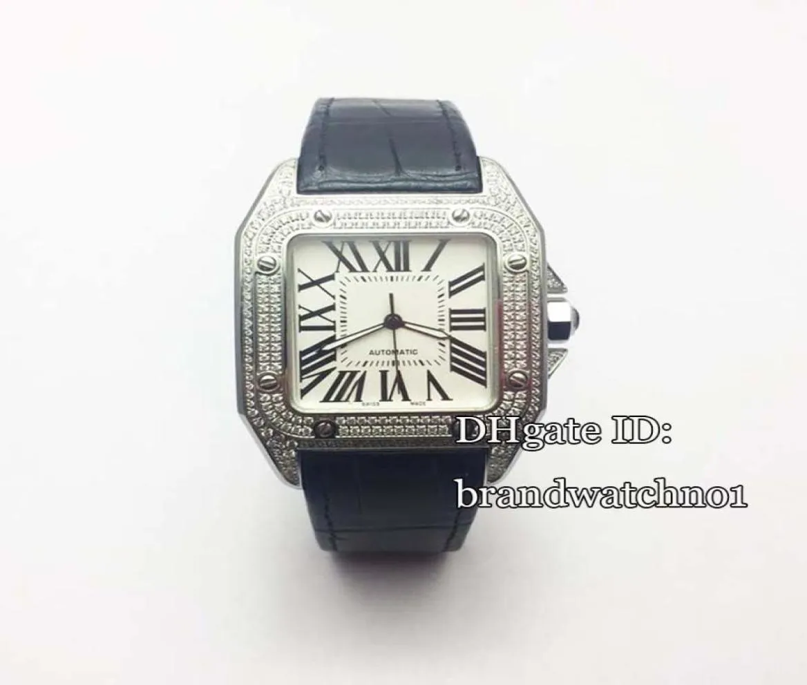 Marca di moda 100xl Men Square orologi Diamond Automatic Orologi di alta qualità Mens SANTO Watches4094429