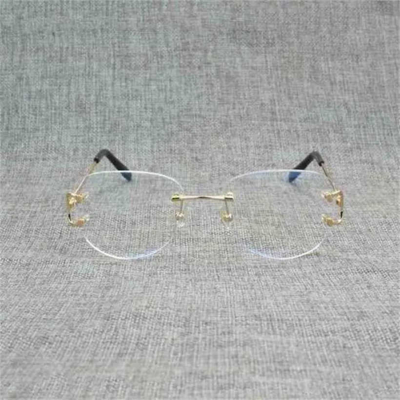 2024 designers Top Designers Vintage Rimless Square Clear Glasses Men Oval Wire Eyeglasses Optical Metal Frame Oversize Eyewear Women Reading OculosKajia