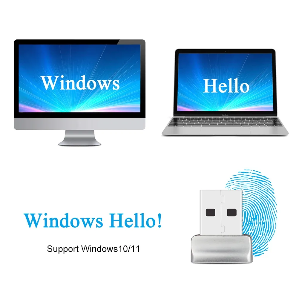 Cihaz 2023 Windows 10 için Yeni USB Parmak İzi Okuyucu Modülü Cihaz 11 Hello Dongle Dizüstü Bilgisayarlar PC Güvenlik Anahtarı Biyometrik Tarayıcı Asma Kilde