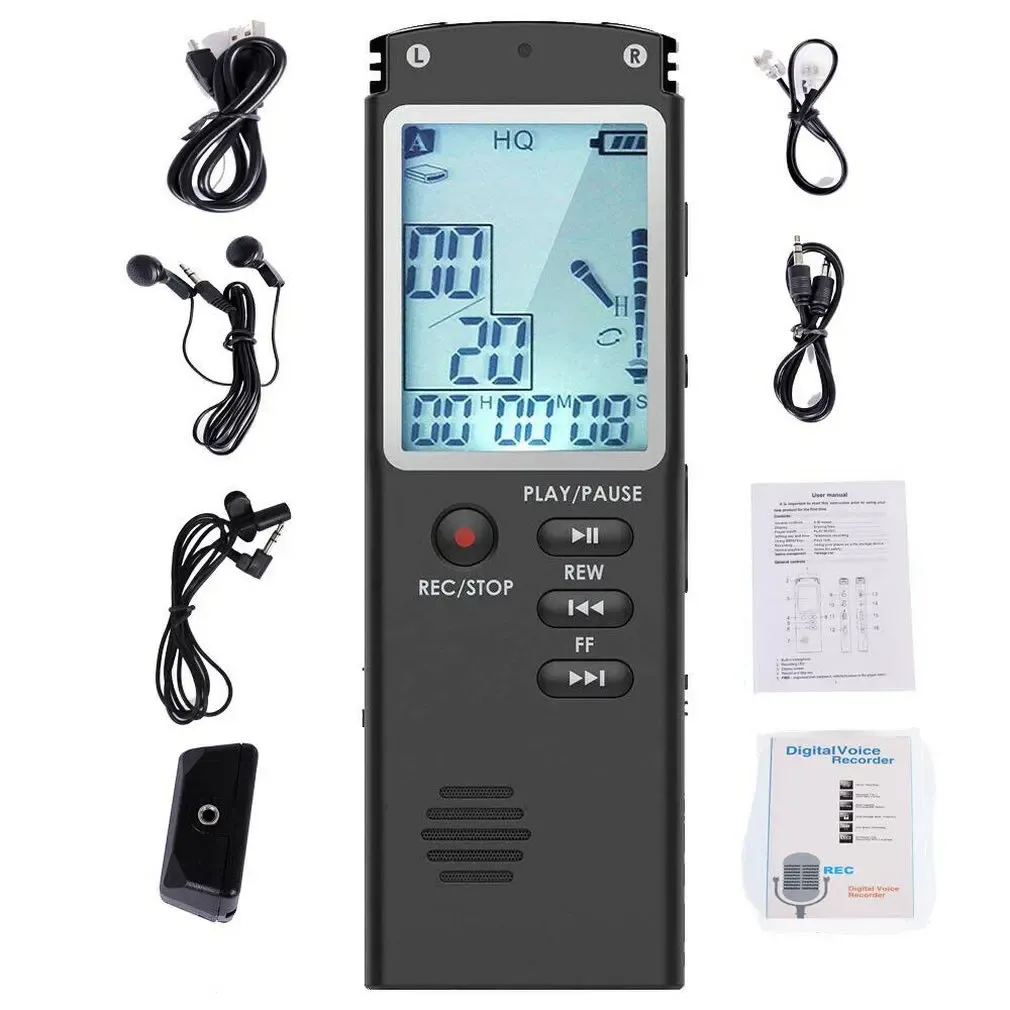 Enregistreur Portable Digital Voice Recorder Vocation Activé Mini Digital Sound Audio Recordage Recordage Dictaphone MP3 lecteur