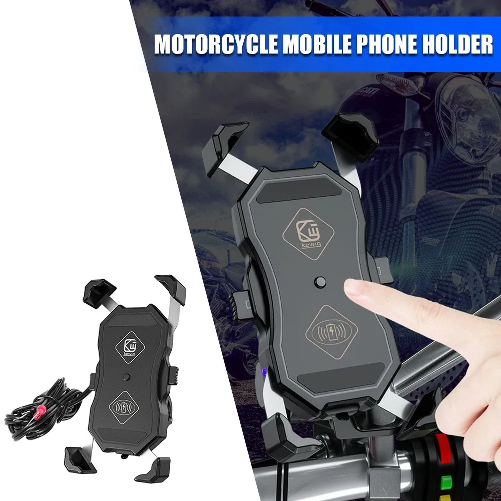 Lights Motorcycle Mobile Phone Sleptder Mount QC 3.0 USB Wireless Charger pour Scooter Motor Motorbike Smartphone Support Bracket Cradle