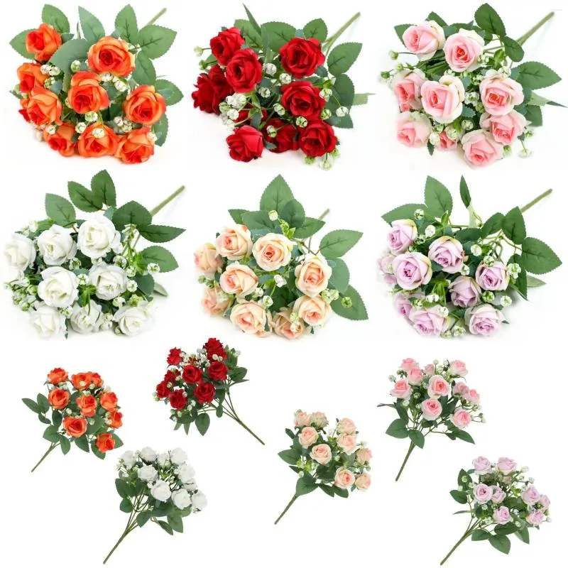 Decorative Flowers Artificial Flower Rose Small Wedding Scene Decoration Home Bouquet Garden Fresh