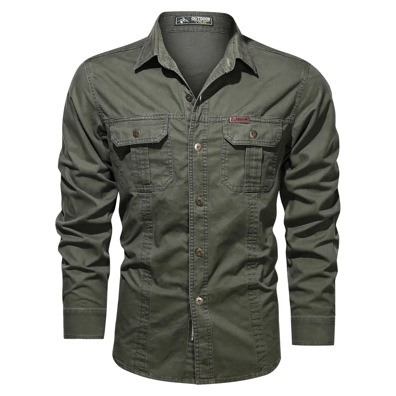 2023 Chemise de cargaison hommes chemises en coton décontractées MILITATES OVIS TRAVAILLE BLEU VERT KAKI PLUS TIME 4XL Spring Automne Shirt à manches longues 240326