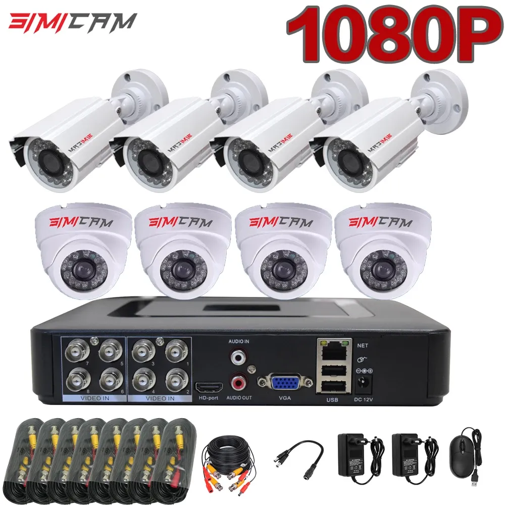 SYSTEM 1080P SYSTEM SYSTEM SYSTEM SYSTEM 8/4 KANALE DVR Recorder i 2/4/6/8pcs 1920 2MP AHD Outdoor Surveillance odporna na pogodę CCTV