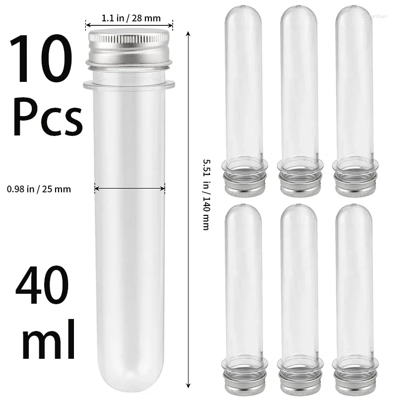 Förvaringsflaskor 10st 40 ml ansiktsmaskplastprovrör med skruvlock containrar prov bad salt påfyllningsbar