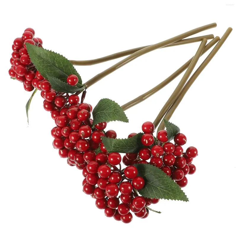 Decorative Flowers 5 Pcs Xmas Tree Artificial Berry Fortune Fruit Fake Branches Stem Christmas Stems