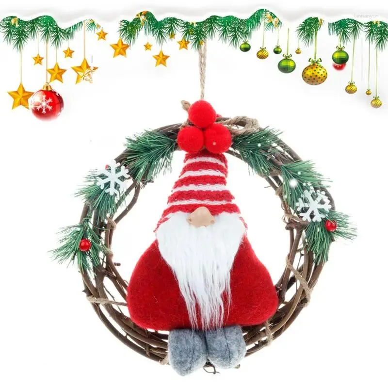 Fleurs décoratives Gnome Christmas Wreath Decorations pour la fenêtre et décoration de la salle