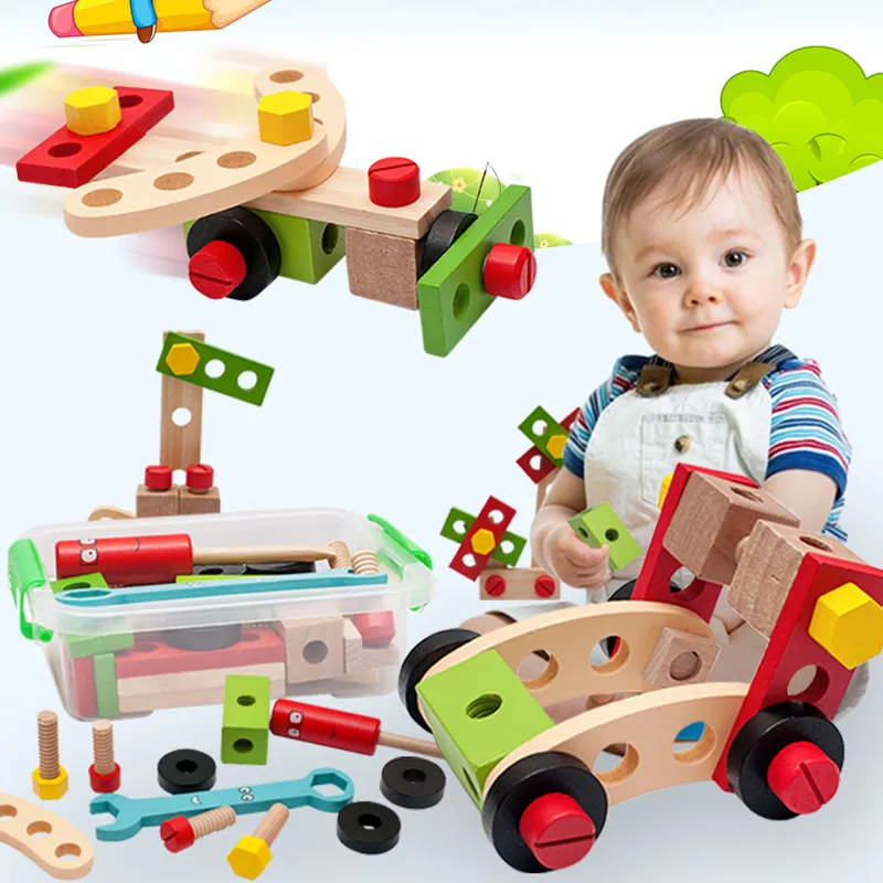 Montessori Wooden childs tool set for Kids - Pretend Play with Nut ...