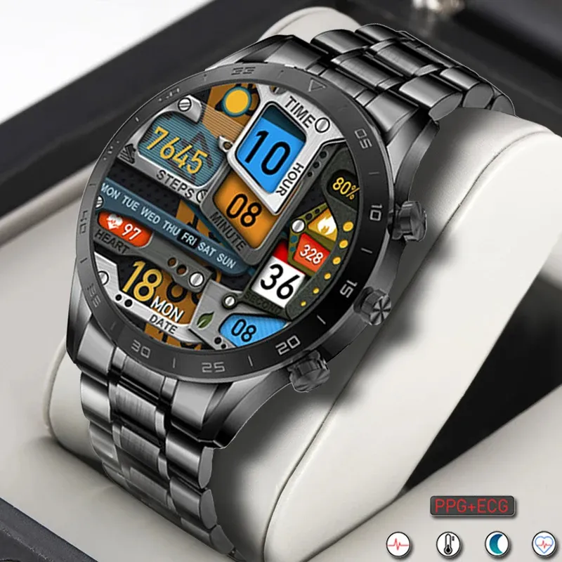 Orologi 2022 Nuovo AMOLED 1.39 pollice 454*454 HD Screen Bluetooth Chiamata Smart Watch Men ECG+PPG Rotary Button Sports Waterwatch Man Man