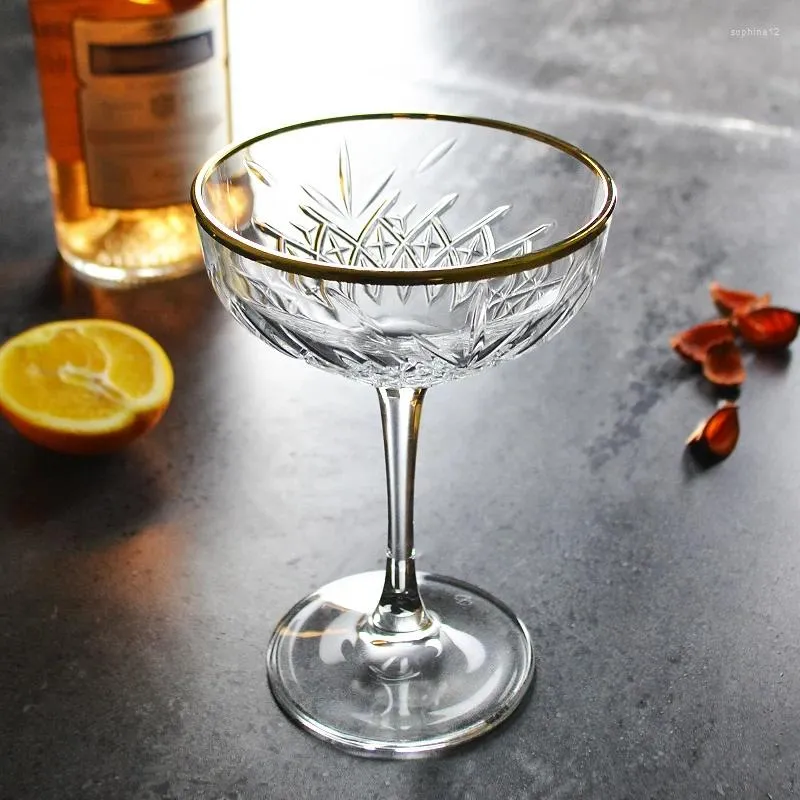 Vinglas 255 ml kreativ graveringskupé bägge glas cocktail champagne cup med guldfälg 1 st