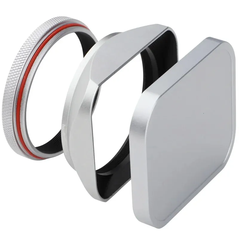 HAOGE LHX200S Square Metal Lens Hood Shade with Cap och 49mm Adapter Ring för Fuji Fujifilm X100V X100T X100S X100F Camera 240327