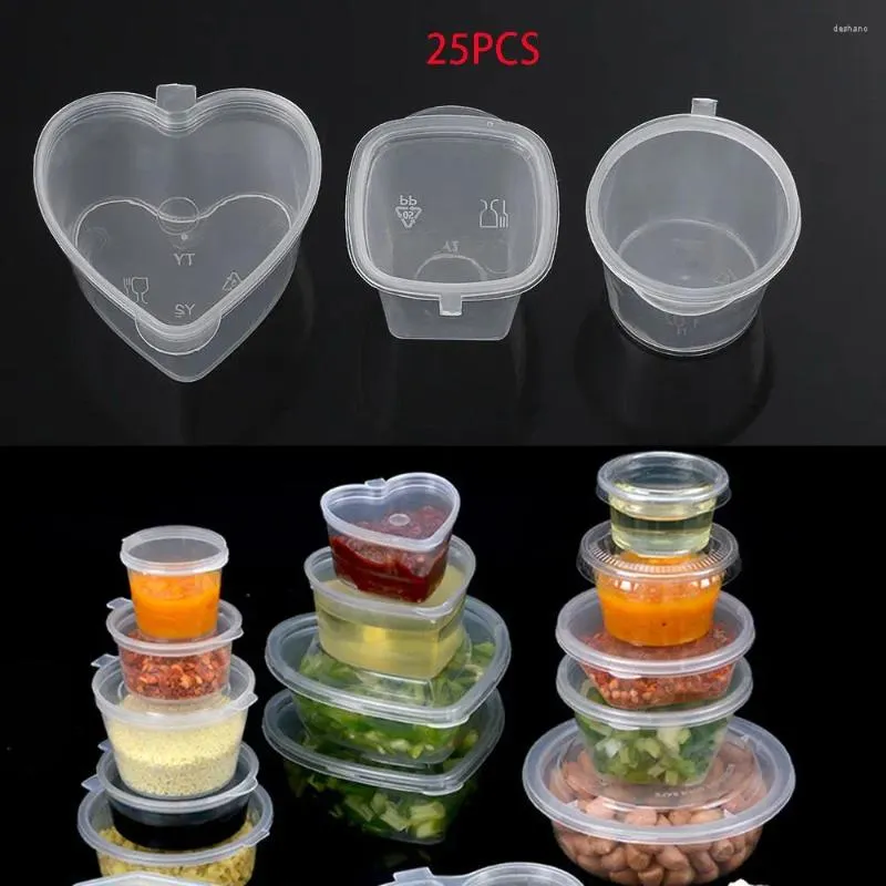 Storage Bottles 25Pcs 25ml/27ml/45ml Disposable Food Containers Plastic Pigment Paint Box Reusable Sauce Cup Small Palette With Hinged Lids