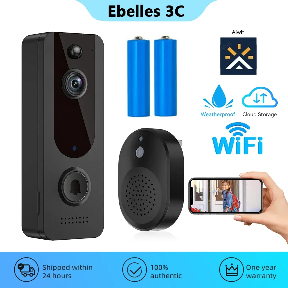Doorbells Smart Home Wireless WiFi Video Doorbell Camera PIR Human Detection Outdoor Door Bell Intercom Night Vision Security Protection