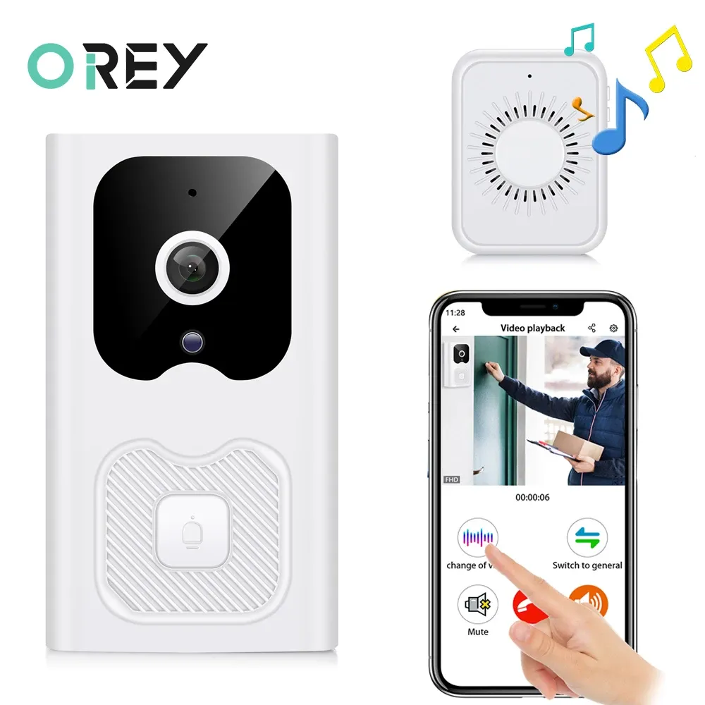 Doorbell WiFi Video Doorbell Camera Smart Home Wireless Phone Door Bell Camera Security Protection Intercom Full HD Vision for Apartments