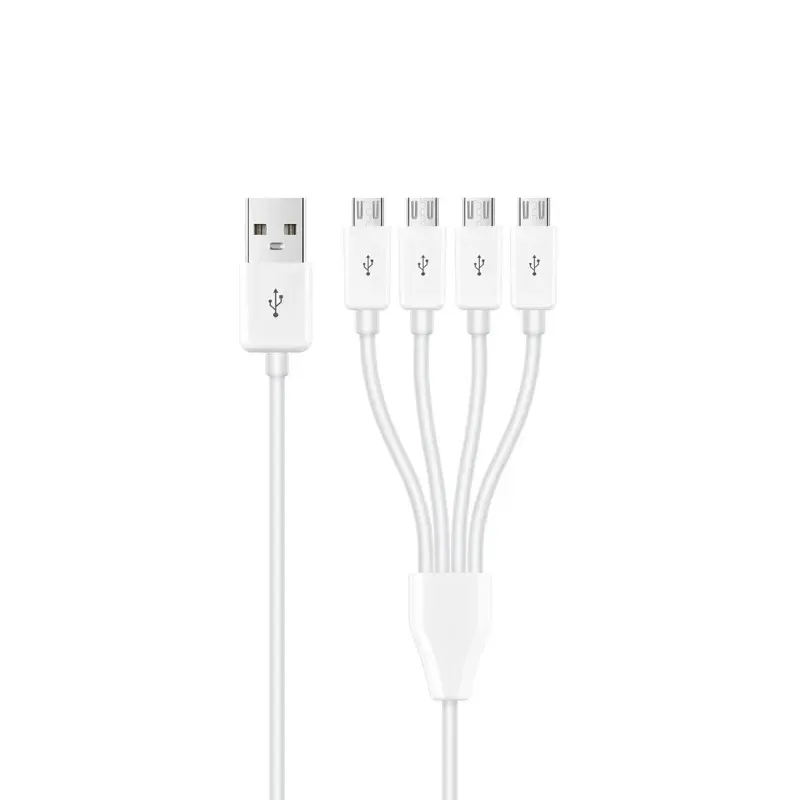 Högkvalitativ 05m 4 Port Micro USB till USB -delningsladdningskabel för smartphone -surfplatta och fler enheter