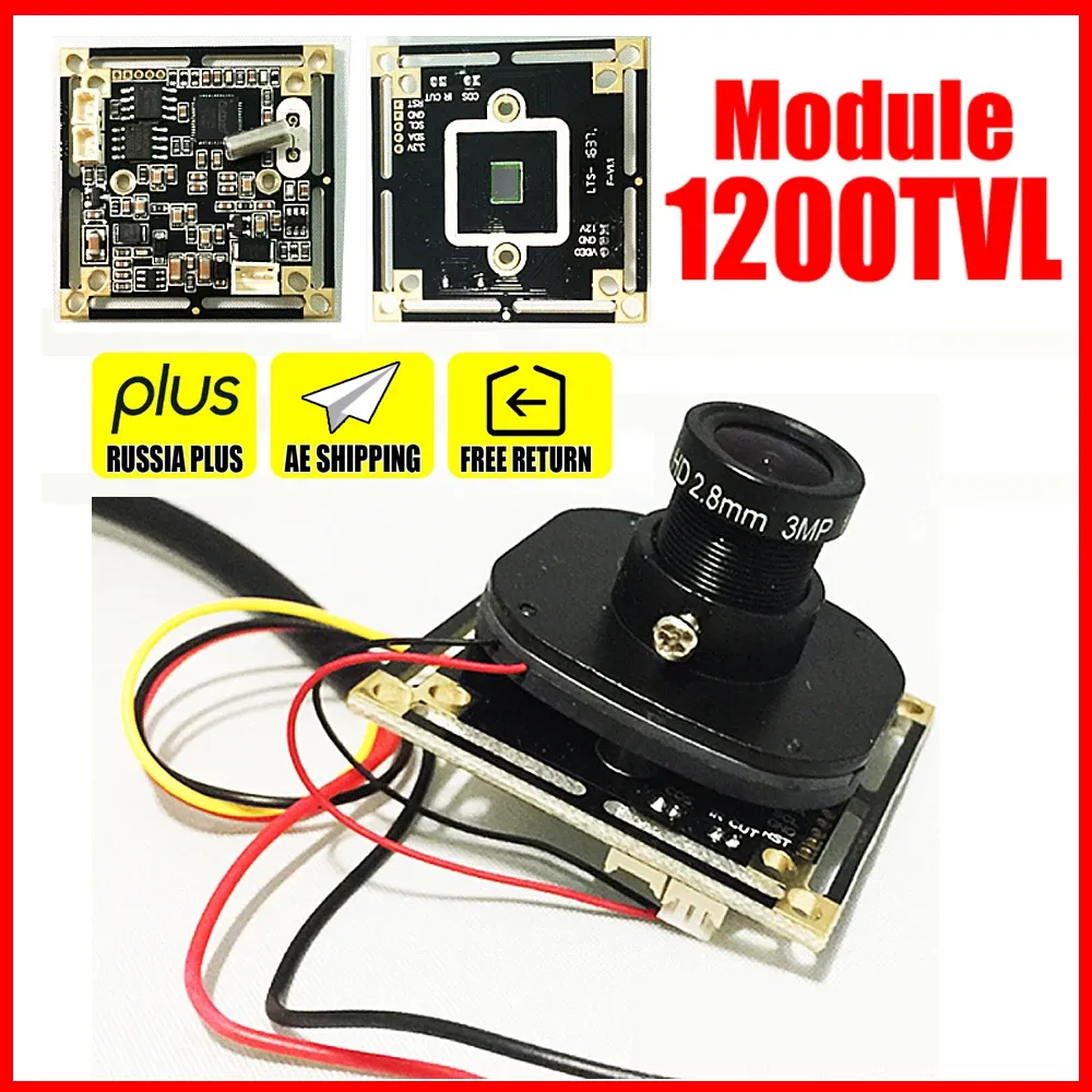 Kameror Analog 1/4CMOS 1200TVL HD Color Mini CCTV Camera Chip Module Set Färdigt kretskort 3,6 mm övervakning Komplett produkt 960H
