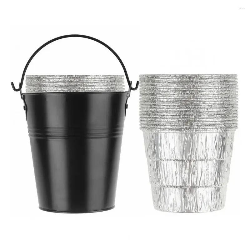 Werkzeuge Fett Bucket Liner Kit Premium Wärmesistent BBQ Blech Folie Tropfschale Austausch 25pcs Einwegauskleidung für Outdoor