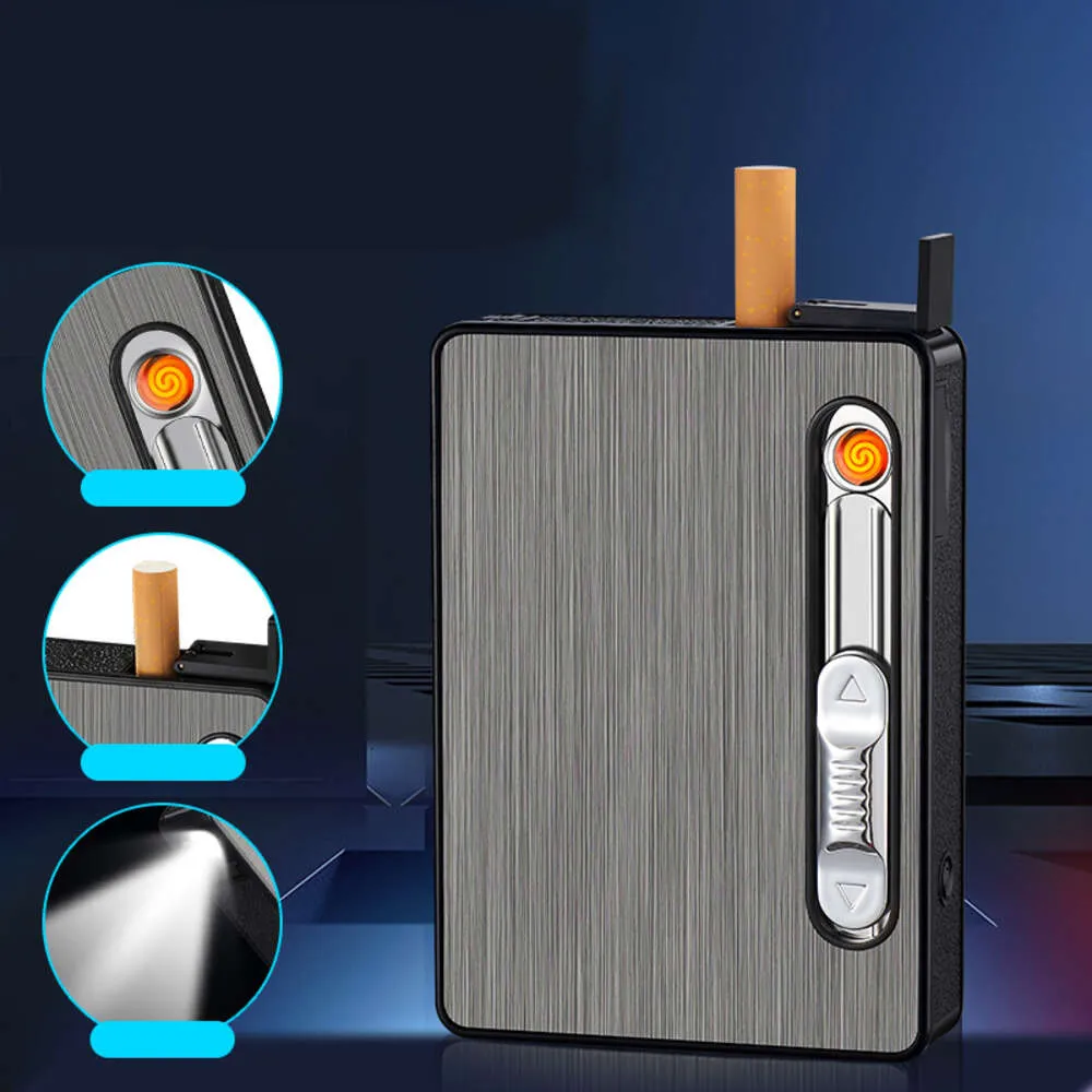 USB Rechargeable plus léger 10 cigarette Pack Cigarette Bighter Lighter 3-en-1 Cadre de cigarette rechargeable