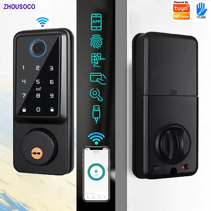 Lock Smart Deadbolt Locks Ttlock Tuya App Alexa Wifi Biometric Fingerprint Digital Password Bluetooth Keyless Entry Keypad Door Lock