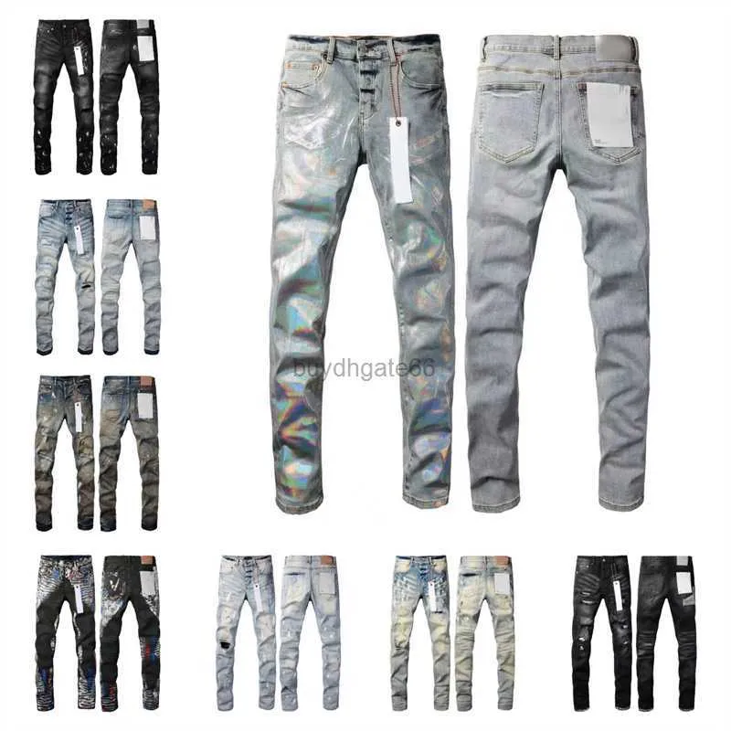 Jeans jeans viola jeans designer maschile uomini ginocchia magro dritto dimensione 28-40 moto alla moda long buco high street denim denim all'ingrosso per