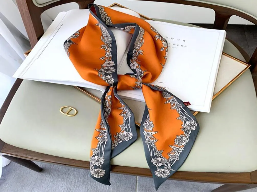 Whole fashion quality silk scarf female spring and summer pointed ribbon imitation silk thin narrow strip decorative scarf tid2964573