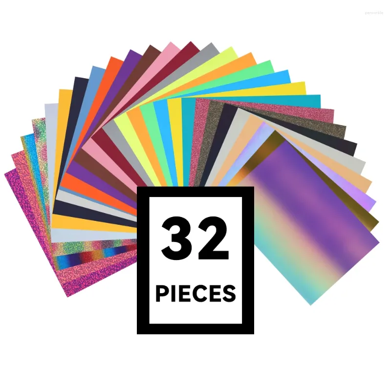 Fensteraufkleber Hohofilm Wärmeübertragungsbündel: 32 Pack-Includes 28 Blätter verschiedene Farben für Eisen auf HTV DIY T-Shirt-Kleidung 21CMX30 cm