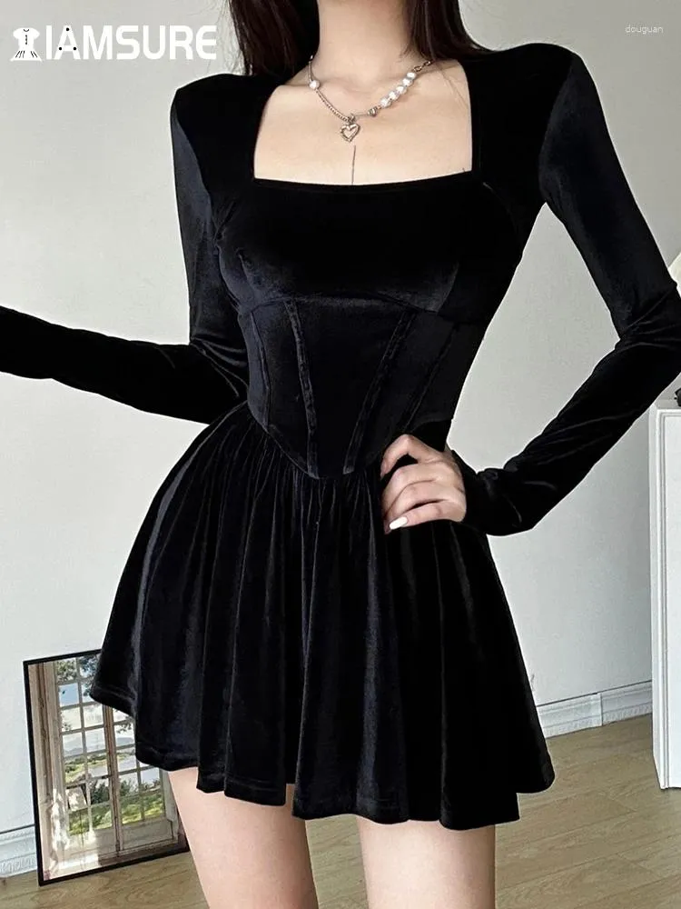 Casual Basic Square Collar Long Sleeve Dresses Casual Basic Square Collar Long Sleeve Dresses