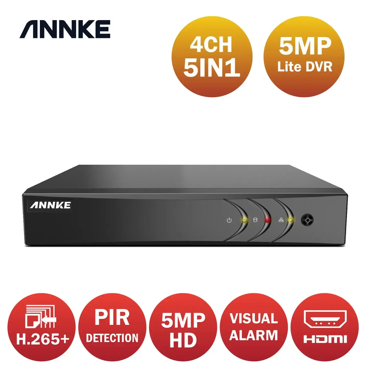 مسجل Annke 5mp Lite 4ch wideo hd wideorejestrator do monitoringu 5in1 h.265 + cyfrowy rejestrator wykrywanie ruchu pir dla 2mp 3mp cctv