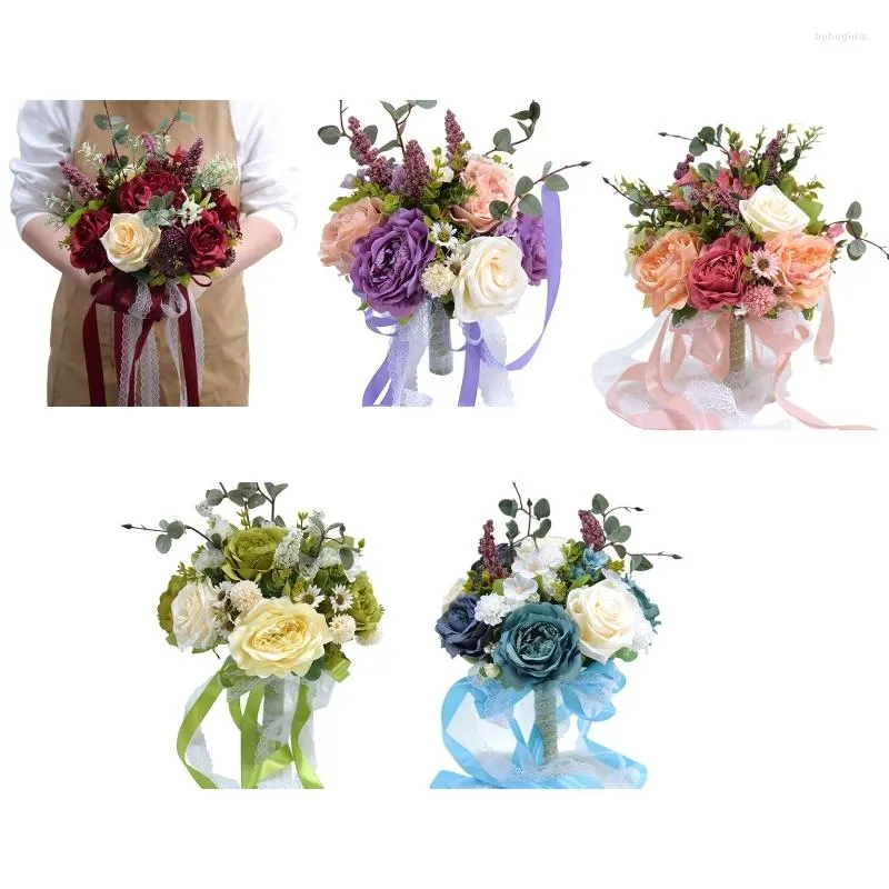 Decorative Flowers European Artificial Rose Flower Bouquet Simulation Korean Wedding For Valentine's Day Bride Pography