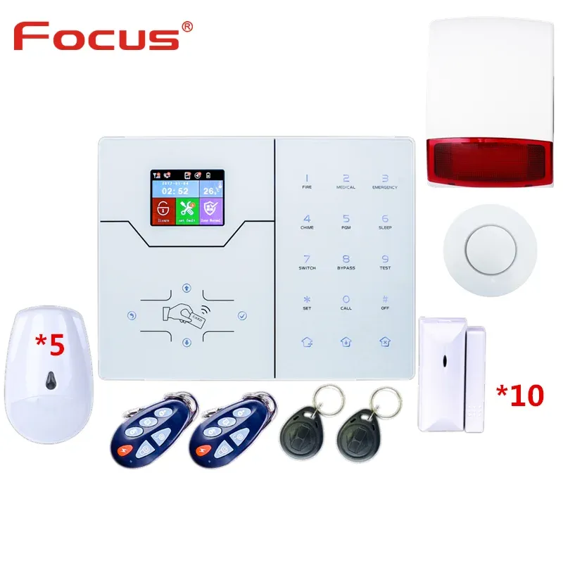 Kits DIY French Menu HAVGW Wifi Alarm GSM Smart Home Security Alarm System With Touch Screen Text Menu Alarm System Built In Siren