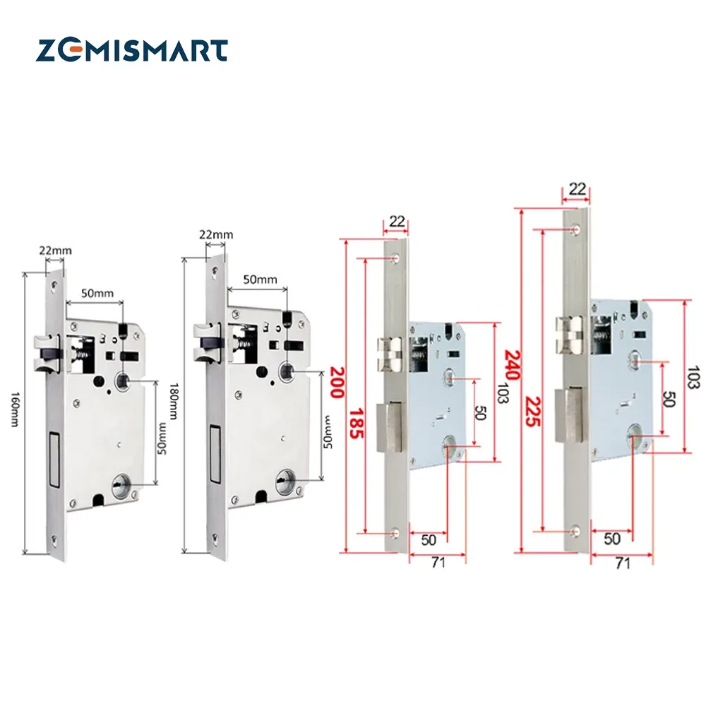 ロックZEMISMARTロックボディシングルロックボルトダブルロックボルト160mm 180mm 200mm 240mm for x2インテリジェントセキュリティドアロック