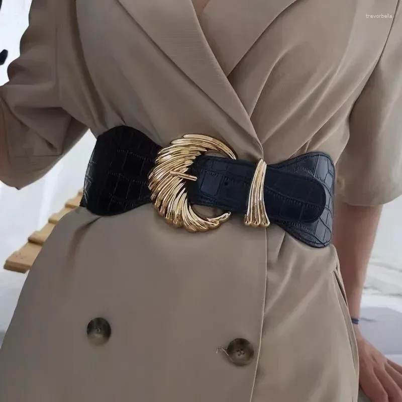 Cinture larghe cintura da donna goldla goldle decorativo ago elastico nero decorativo