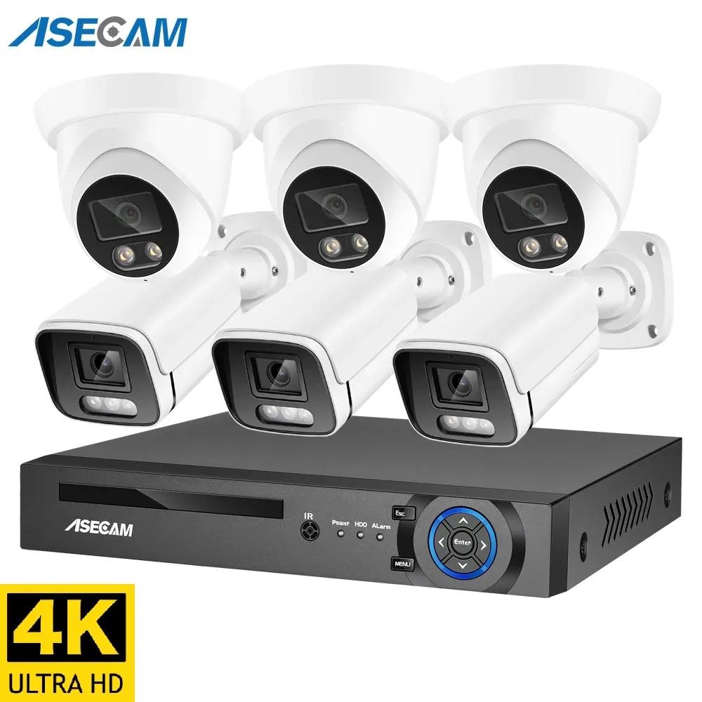 SYSTEM 8MP SYSTEM SYSTEM SYSTEM H.265 POE NVR AI Kolor Night Home Dome/Bullet Outdoor Mikrofon wideo Zestaw kamery wideo